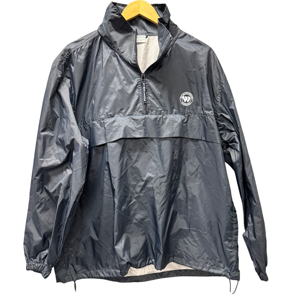 Wimbledon Windbreaker Mens Medium Blue Pullover Hideaway‎ Hood THE CHAMPIONSHIPS